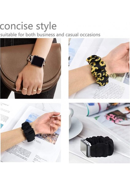 Apple Watch Band 38MM 40MM 41MM ile Uyumlu Bant Için, Scrunchie Elastik Bileklik Yedek Kayış Iwatch Serisi ile Uyumlu 7 6 5 4 3 2 1 Se Kadınlar Için (Siyah) (Yurt Dışından) fırsatları