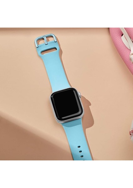 Apple Saat Kayışı Yumuşak Silikon Spor Bileklik Yedek Kayışı, Tüm Iwatch Serisine Uygundur (Açık Mavi 42/44/45MM) (Yurt Dışından) fiyatları