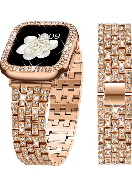 Avekı Kılıf Serisi ile Uyumlu Apple Watch Band Iwatch6/5/4/3/2/1, Bling Tam Elmas Taklidi Kadın Kız Takı Saat Bandı Için Şık Kristal Yedek Ayarlanabilir Bant, Rosegold (40MM) (Yurt Dışından)