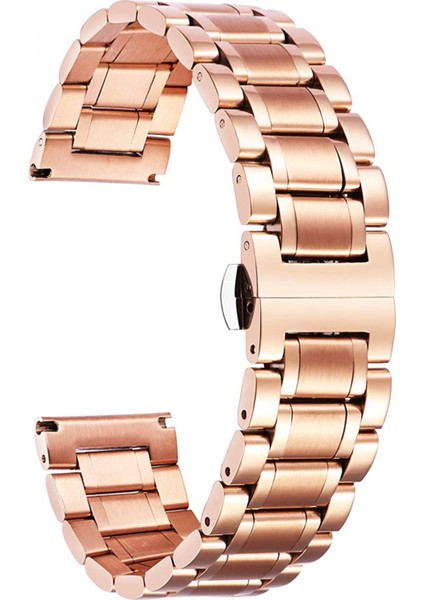 Düz ve Paslanmaz Çelik Saat Kordonları Kavisli Uç 5 Renk (Altın, Şerit, Siyah, Rose Altın, Altın-Gümüş Iki Ton) Boyut (18MM) Sevgililer Günü Hediyeleri (Yurt Dışından)