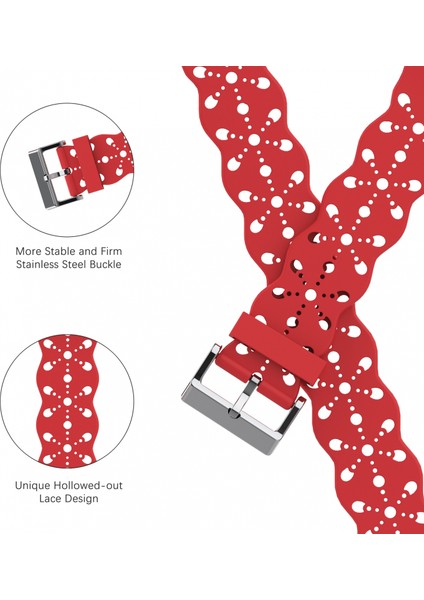 Saat Kayışı Apple Iwatch 6/5/4/3/2/1 Nesil Se Içi Boş Dantel Katı Silikon Kayış --- Kırmızı (38/40/41MM) (Yurt Dışından) modelleri