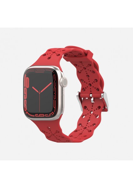 Saat Kayışı Apple Iwatch 6/5/4/3/2/1 Nesil Se Içi Boş Dantel Katı Silikon Kayış --- Kırmızı (38/40/41MM) (Yurt Dışından) fırsatları