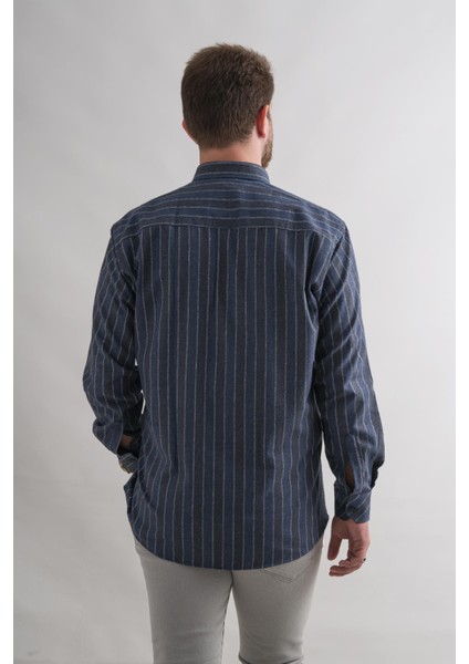 Rahat Kesim Cepli Yaka Düğmeli Çizgili Kışlık Kumaş Erkek Gömlek fırsatları