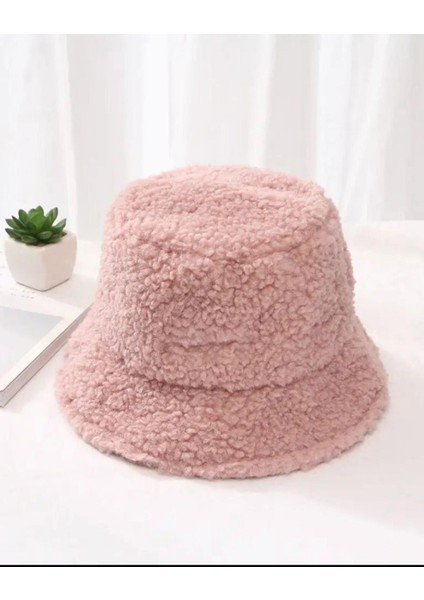 Soft Pembe Teddy Peluş Bucket Şapka