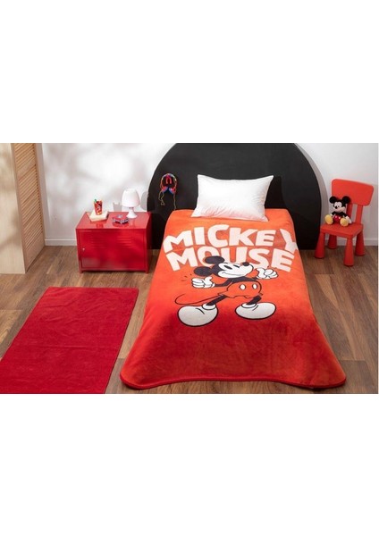 Taç Lisanslı Mıckey Mouse Classıc Red Bat Battaniye