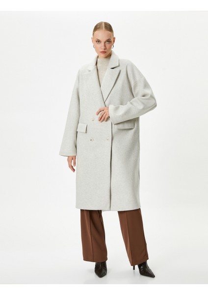 Oversize Kaşe Kaban Kruvaze Düğmeli Kapaklı Cepli modelleri
