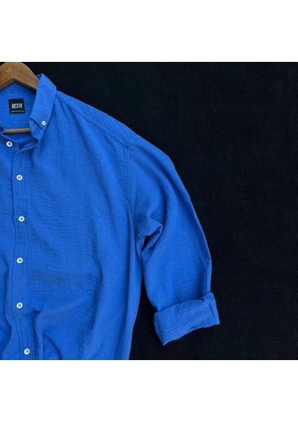 Mavi Erkek Basic Oversize Gömlek Yaka Uzun Kollu Yazlık Gömlek