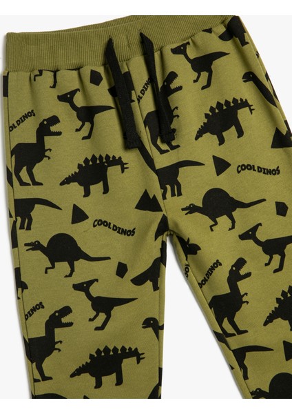 Dinozorlu Eşofman Altı Lisanslı Beli Bağlamalı Şardonlu Pamuklu modelleri