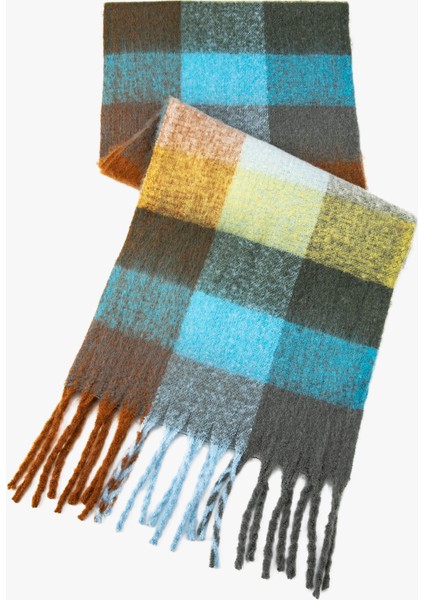 Atkı Püsküllü Yumuşak Dokulu Çok Renkli