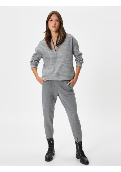 Kapşonlu Sweatshirt Yarım Fermuarlı Rahat Kesim fiyatları