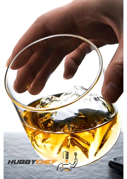 Viski Kokteyl Meşrubat Bardağı Kadehi Japon Style 3 Boyutlu Borosilikat Bardak 2li Set 320 ml