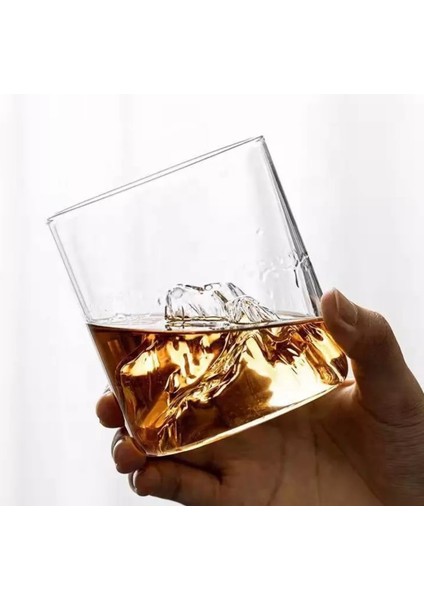 Viski Kokteyl Meşrubat Bardağı Kadehi Japon Style 3 Boyutlu Borosilikat Bardak 2li Set 320 ml