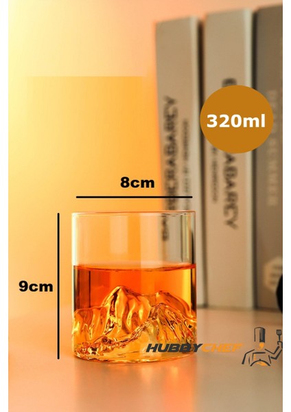 Viski Kokteyl Meşrubat Bardağı Kadehi Japon Style 3 Boyutlu Borosilikat Bardak 2li Set 320 ml
