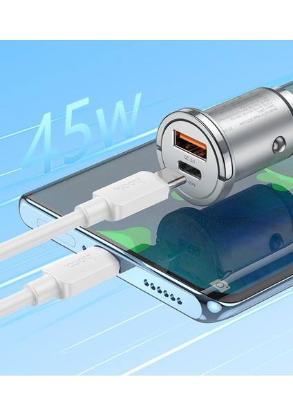 Hc Seri Turbo Şarj 45W Araç Şarjı USB + Type-C Girişli Qc3.0 Araç Çakmaklık Şarj Başlığı