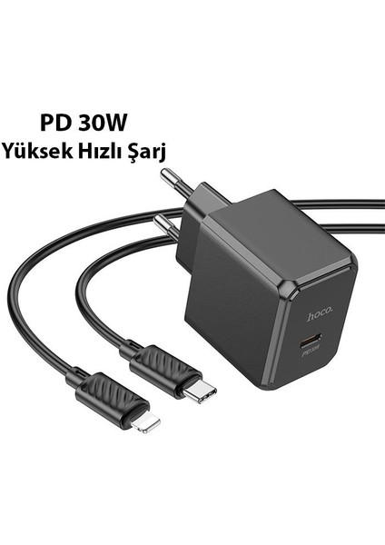 Hc Seri Akım Koruma 30W Şarj Başlık ve 1mt Iphone Şarj Kablo Iphone 11 12 13 14 Pro Max Şarj
