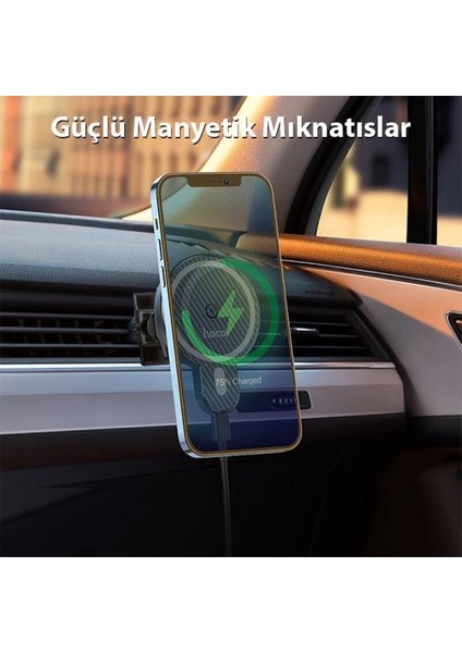Hc Seri Magsafe Uyumlu Iphone Araç Şarjı Araç Telefon Tutucu Iphone 12 13 14 15 Pro Max Şarj