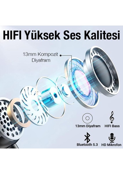 Hc Seri Bluetooth Vers.5.3 Dokunmatik Ipx-5 Hıfı Ses Gürültü Engelleyici Bluetooth Kulaklık