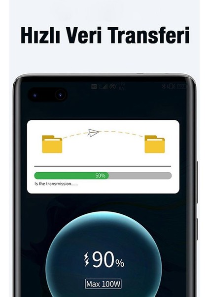 Hc Seri LED Işıklı Turbo Şarj 1mt 27W Type-C To Lightning Şarj Kablosu Veri Kablosu Iphone Ile Uyumlu