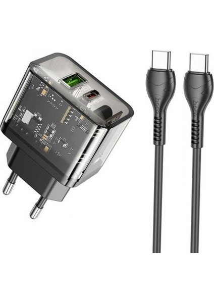 Hc Seri Şarj Akım Korumalı Qc3.0 20W Type-C USB Şarj Başlığı ve 1mt Type-C Kablo Şarj Seti