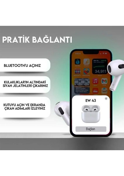 Hc Seri Uzun Şarjlı 350MAH Bluetooth Vers.5.3 Dokunmatik Ipx-5 Hıfı Ses Gürültü Engelleyici Bluetooth Kulaklık