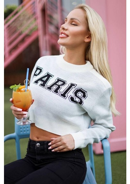 Kadın Giyim Paris Crop Kazak