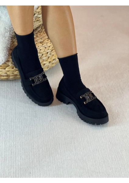 Dolce Siyah Süet Toka Detaylı Kadın Loafer