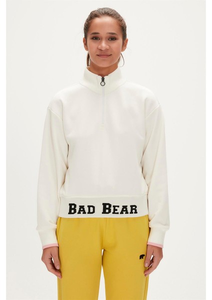 Zoe Half-Zıp Sweatshırt Beyaz Kadın Sweatshirt