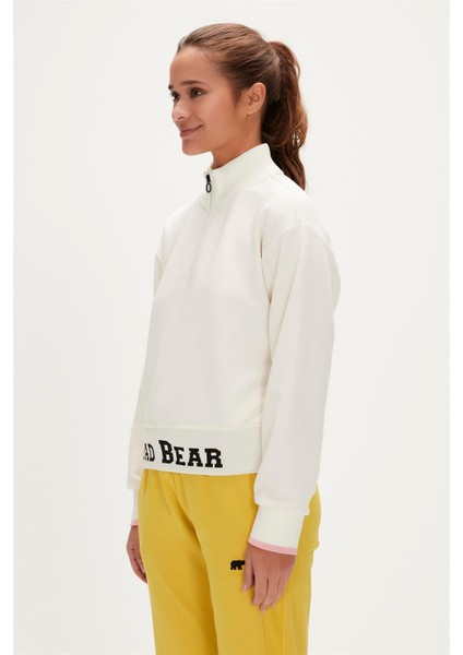Zoe Half-Zıp Sweatshırt Beyaz Kadın Sweatshirt modelleri