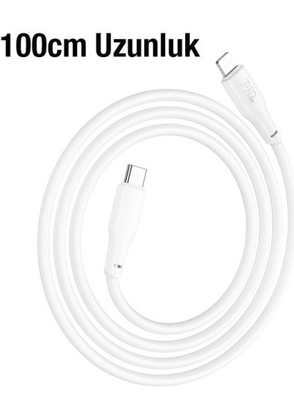 Hc Series 1mt 20W Type-C To iPhone Lightning Silikon Süper Hızlı Şarj ve Data Kablosu, Akım ve Isı Korumalı Kopmaz Kablo
