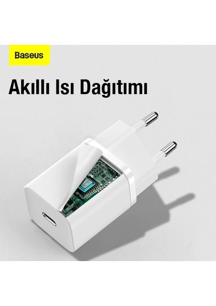 Baseus 30W Super Pd Type C Ultra Hızlı Şarj Adaptörü, Akıllı Çipli,ısınmaz,telefon,tablet Şarj Aleti