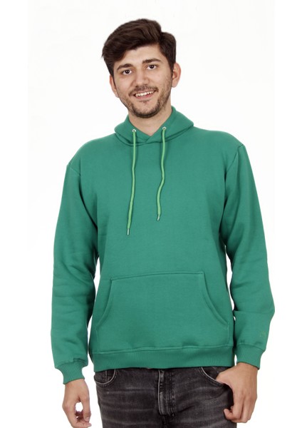 Unisex Kapşonlu Yeşil Sweatshirt