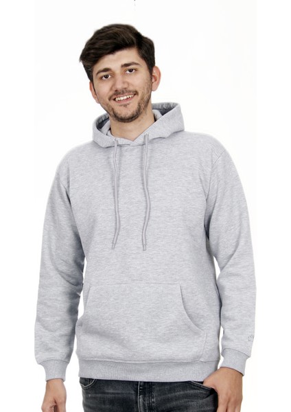 Unisex Kapşonlu Gri Sweatshirt