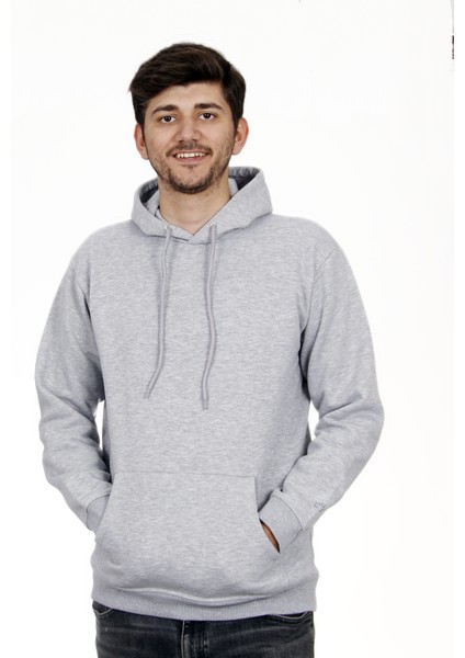 Unisex Kapşonlu Gri Sweatshirt