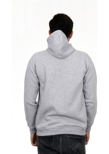 Unisex Kapşonlu Gri Sweatshirt