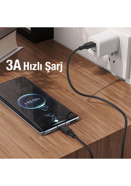 1 Metre 3A Süper Hızlı USB To Type C Şarj ve Data Kablosu, Xiaomi, Samsung, Huawei Ile Uyumlu