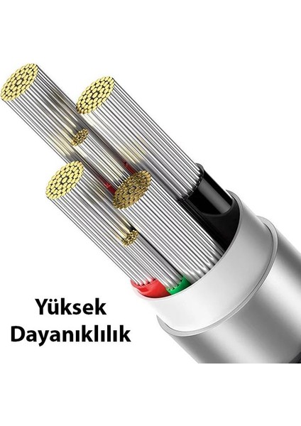 Hc Series LED Işıklı 1mt 2.4A USB To iPhone Lightning Süper Hızlı Data ve Şarj Kablosu, Akım ve Isı Korumalı Halat Kopmaz Lightning Kablo