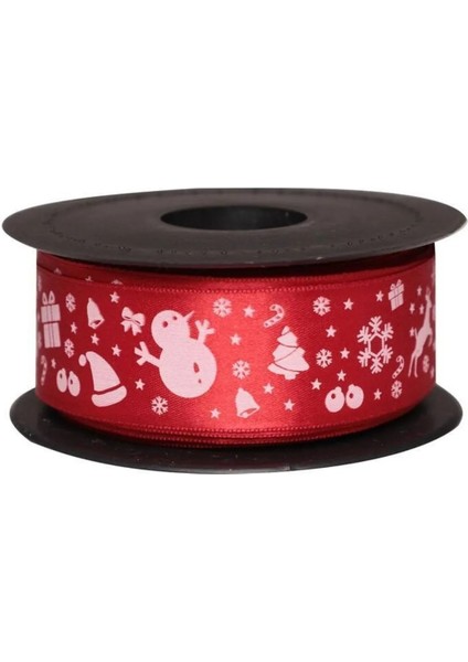 Yılbaşı Temalı Saten Kurdele 30 Mm 5 Metre