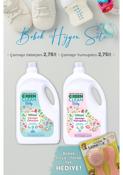 Green Clean Baby Çamaşır Deterjanı 2,75 Lt, Yumuşatıcı 2,75 Lt ve Hediyeli