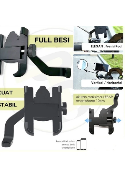 Alüminyum Gövdeli Metal Ayna Bağlantılı Motosiklet Telefon Tutucu 7 Inç Xl