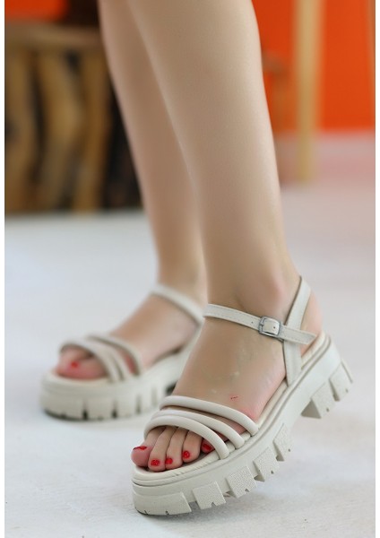 Tnssoft Slon Bej Cilt Sandalet