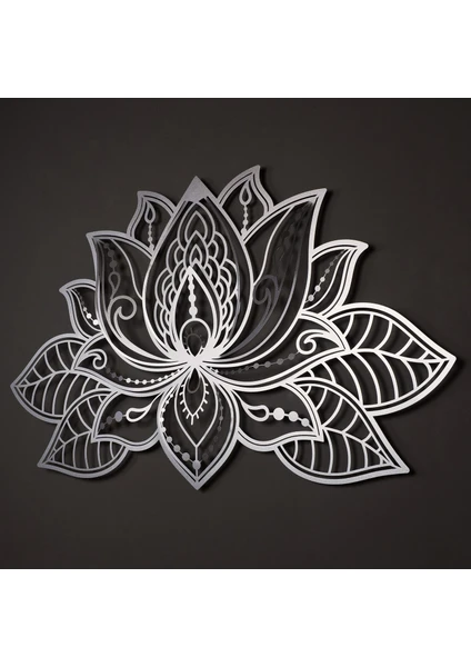 3D Lotus Mandala Metal Duvar Tablosu - Dekoratif Salon Tabloları - Ev Ofis Dekorasyonu - APT524