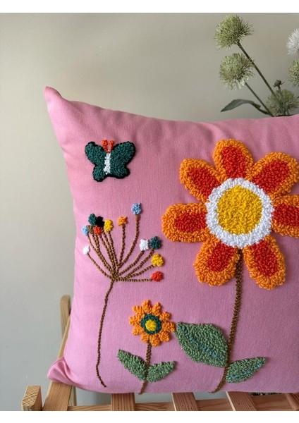 Punchhatolyesii Bahar Çicek Elişlemesi Kırlent Kılıfı Pemberenk modelleri