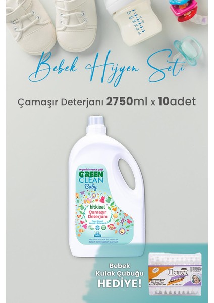 Green Clean Baby Bitkisel Çamaşır Deterjanı Lavanta Yağlı 2750 ml x 10 Adet ve Hediyeli