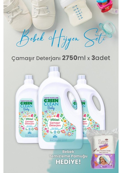 Green Clean Baby Bitkisel Çamaşır Deterjanı Lavanta Yağlı 2750 ml x 3 Adet ve Hediyeli