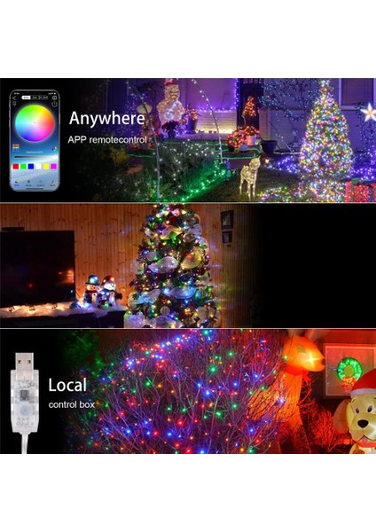 USB Fonksiyonlu Uygulamalı 10 Metre Rgb Yılbaşı Ledi Magic LED Kumandalı LED Çam Ağacı Ledi indirimleri