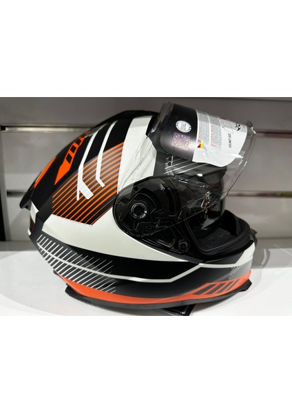 Kask SW-865 Mat Grey/orange Güneş Gözlüklü