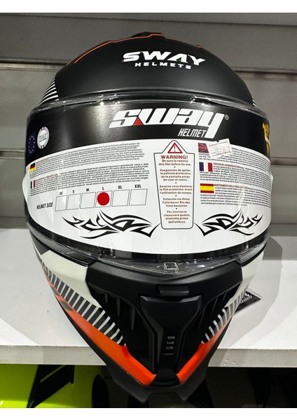 Kask SW-865 Mat Grey/orange Güneş Gözlüklü