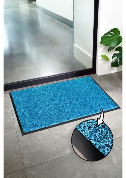 Iç ve Dış Mekan Kıvırcık Paspas Suya Dayanıklı Kauçuk Kenarlı Dış Kapı Paspas