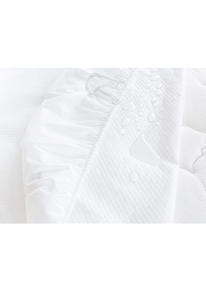 Ersu Ahat Home Desıng Flore Sıvı Geçirmez Fitted Çift Kişilik Yatak Alezi - Beyaz