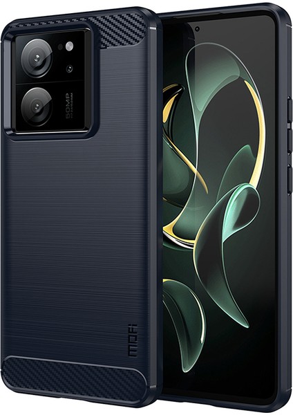 Xiaomi 13T Pro Fırçalanmış Kapak Tpu Anti-Çizelge Karbon Fiber Doku Telefon Kılıfı (Yurt Dışından)